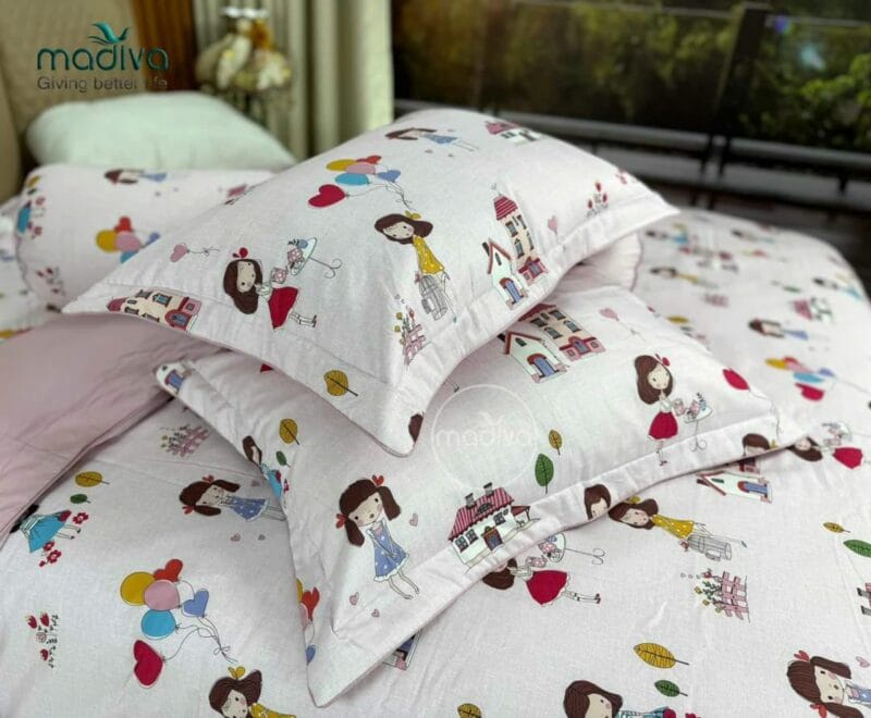 Bộ Phủ Chăn ga gối Cotton Hàn Quốc Madiva