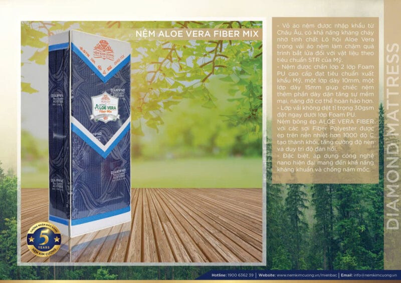 Đệm Bông Kim Cương Aloe Vera Fiber Mix
