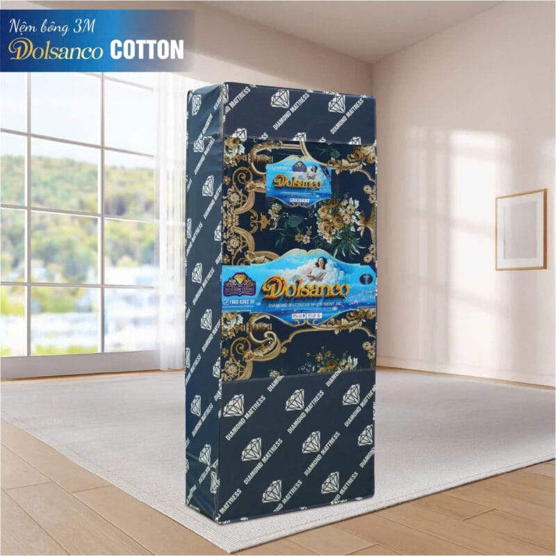 Đệm bông ép Kim Cương Dolsanco cotton gấp 3 mảnh