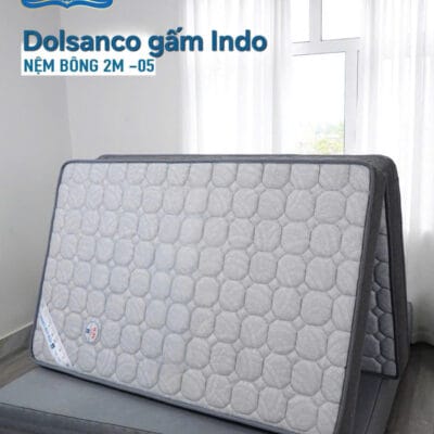 Đệm bông ép Kim Cương Dolsanco vỏ gấm Indo (gấp 2 mảnh)