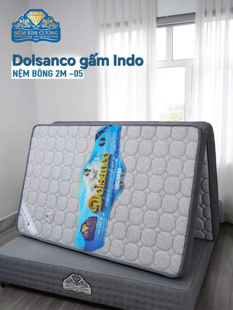Đệm bông ép Kim Cương Dolsanco/Platinum gấm Indo (gấp 2 mảnh)