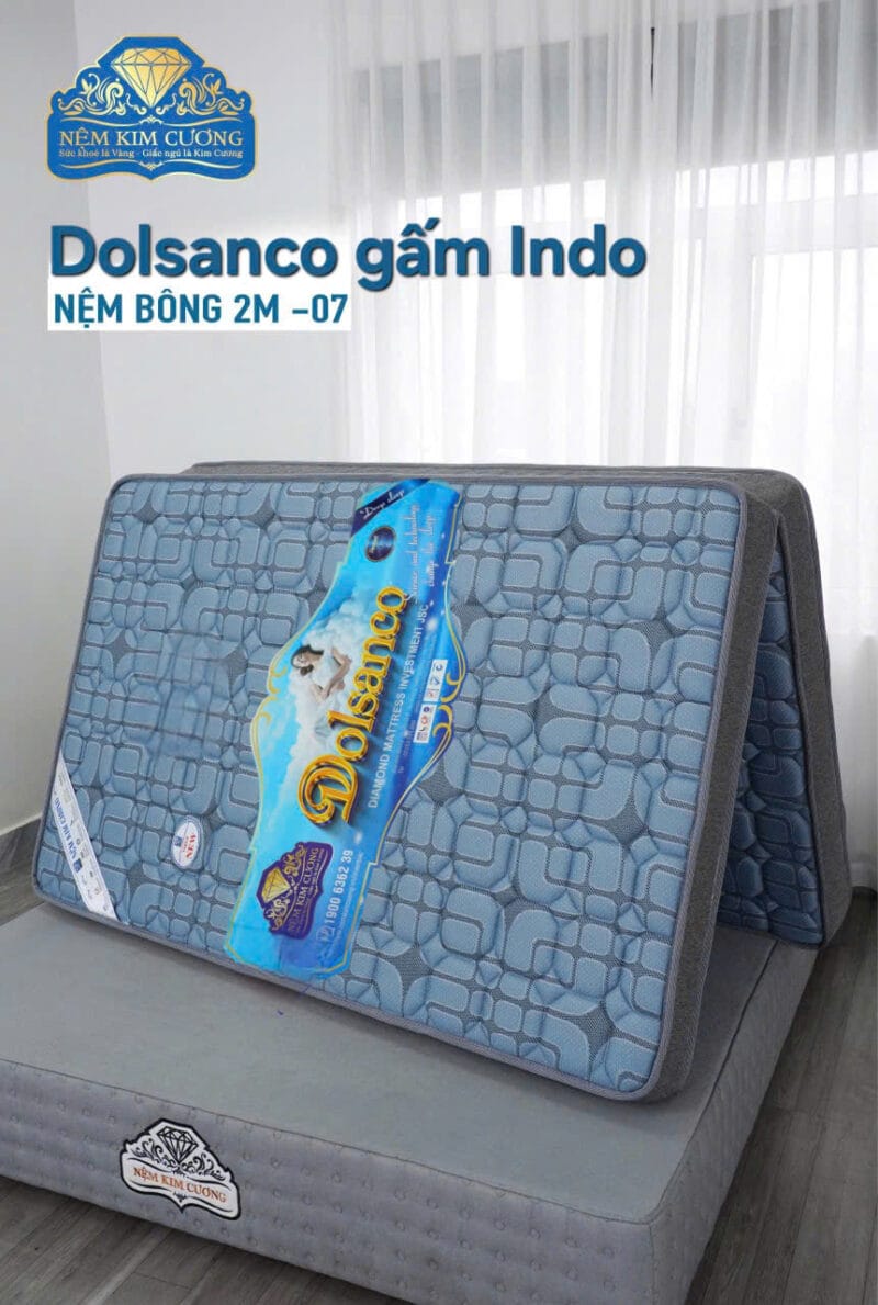 Đệm bông ép Kim Cương Dolsanco/Platinum gấm Indo (gấp 2 mảnh)