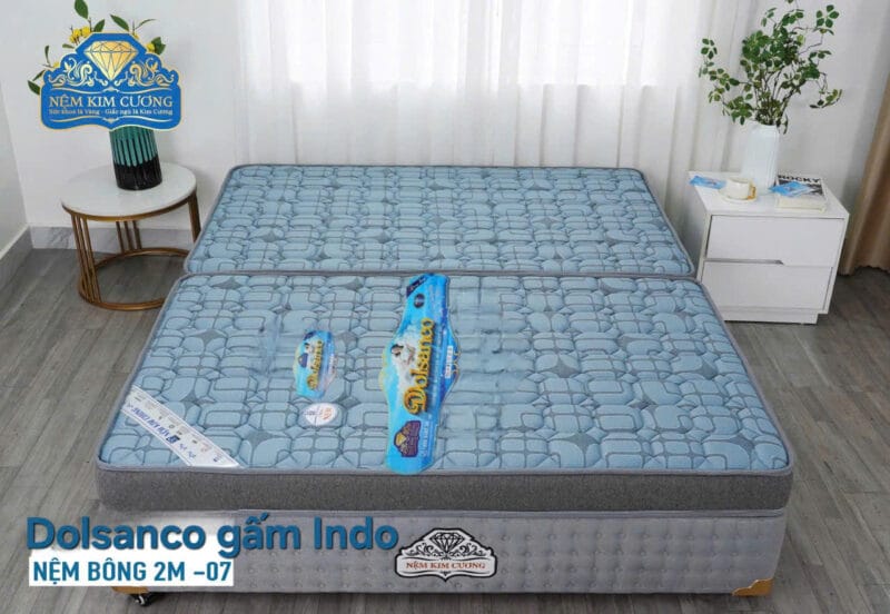 Đệm bông ép Kim Cương Dolsanco/Platinum gấm Indo (gấp 2 mảnh)