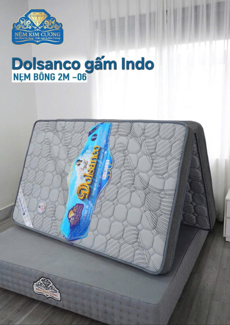 Đệm bông ép Kim Cương Dolsanco/Platinum gấm Indo (gấp 2 mảnh)