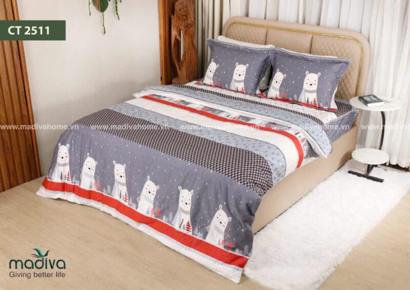Bộ Phủ Chăn Ga Gối Cotton Hàn Quốc