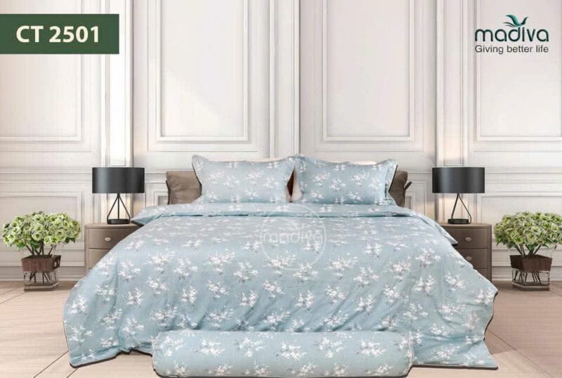 Bộ phủ chăn ga gối Cotton Hàn Quốc