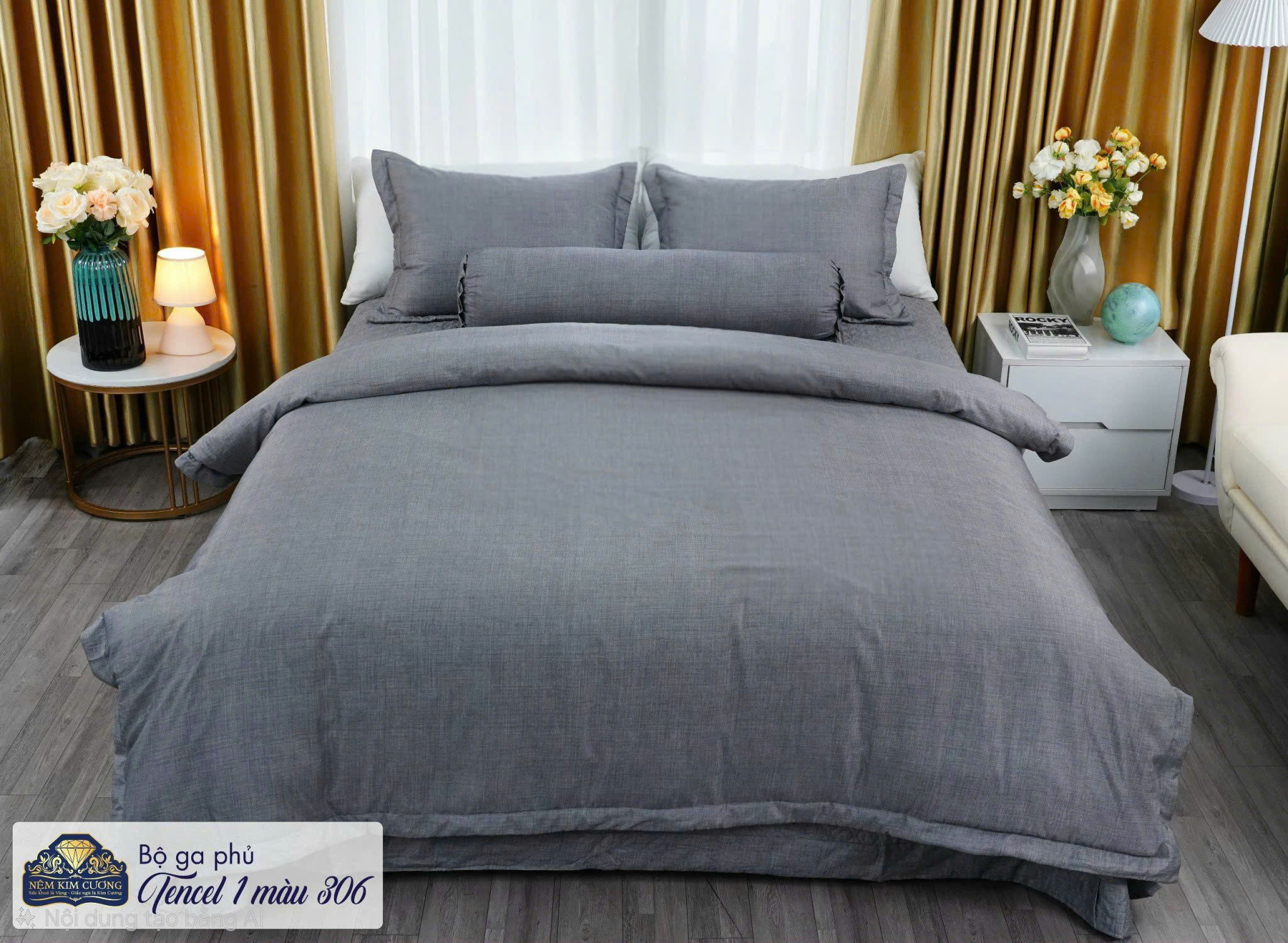 Bộ phủ chăn ga gối DOLSANCO tencel cao cấp 1 màu Kim Cương (5 món) Bộ phủ chăn ga gối DOLSANCO tencel cao cấp 1 màu Kim Cương (5 món)