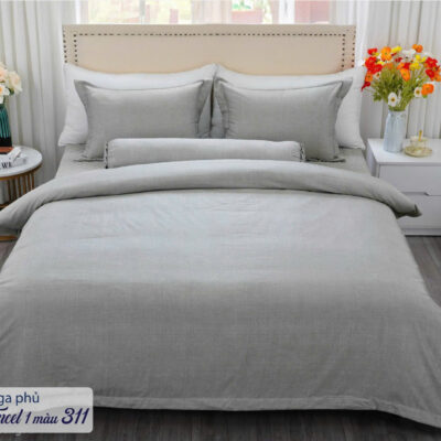 Bộ phủ chăn ga gối DOLSANCO tencel cao cấp 1 màu Kim Cương (5 món)